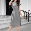 Women's Dress Short-sleeved Round Neck Solid Color Casual and Elegant Knee-length Dress