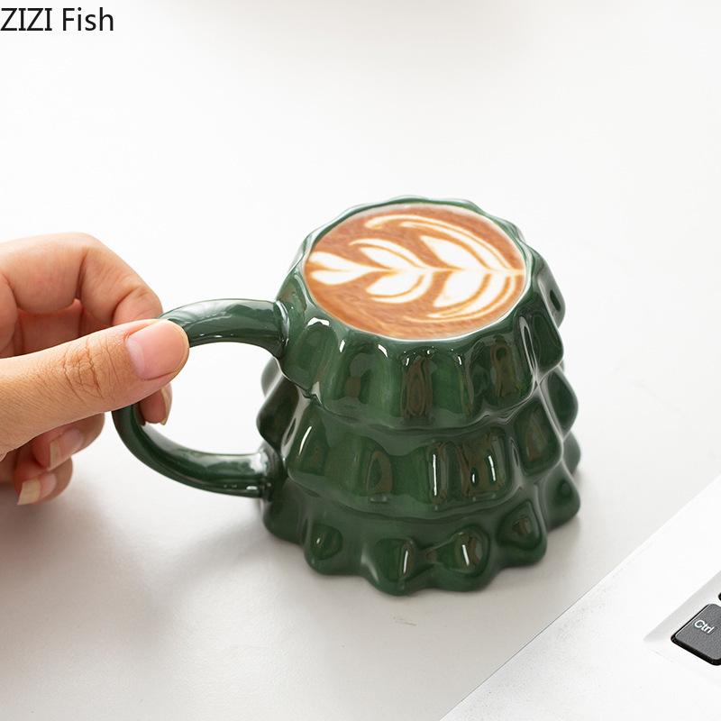 Christmas Tree Porcelain Mugs Water Cup Xmas Tableware 230ml Coffee Mug Dining Table Afternoon Tea Teacup Fruits Juice Cup