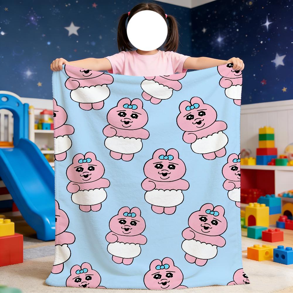 Blanket For Soft Cartoon O-Opanchu Throw Blanket for Picnic U-Usagi Bed Sofa Home Bedroom Cute Cozy Warm Bunny Comfortable