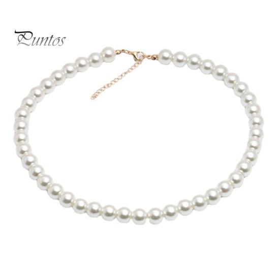 4/5/8/10mm Women Necklace Beaded Elegant Temperament Noble Dainty Luxury High Gloss Faux Pearl Clavicle Necklace Fashion Jewelry