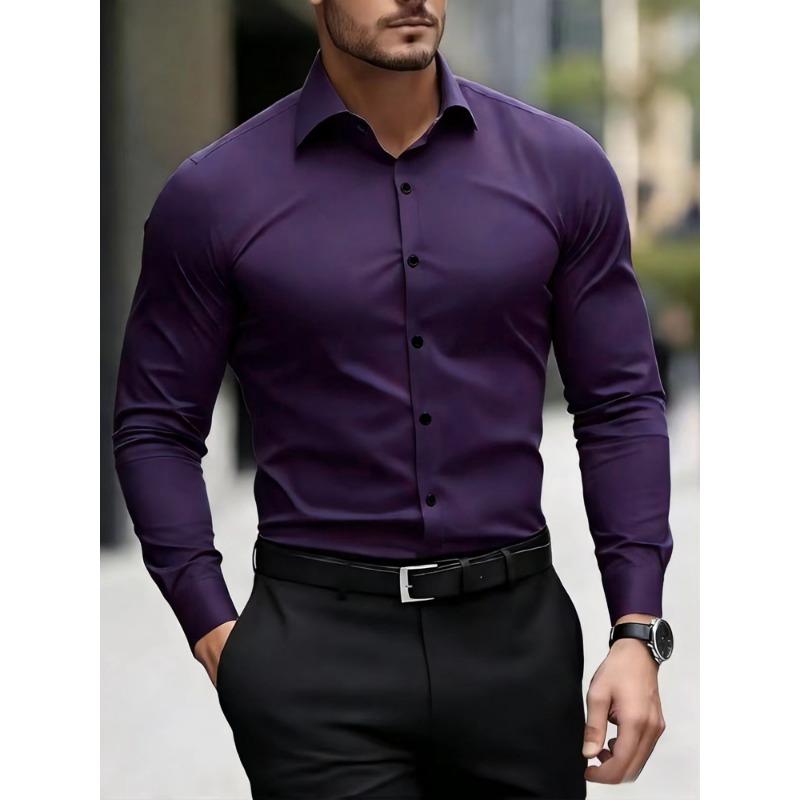 Camisa Masculina de Manga Longa para Verão Roupa Formal de Negócios Top Respirável Leve de Manga Longa para o Trabalho Diário