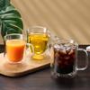Tasse à café en verre borosilicaté à double paroi, Isolante thermiquement, Transparente, Anse fine, En stock pour un usage domestique.
