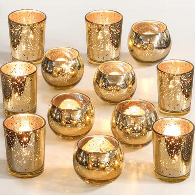 Mercury Glass Tealight Candle Holders for Table Centerpiece Wedding Bridal Shower Engagement Party Festival Holiday Home Decor