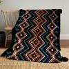 Geometric diamond shapes with angular lines and vibrant tribal colors. for all seasons blanket lunch break throw gift