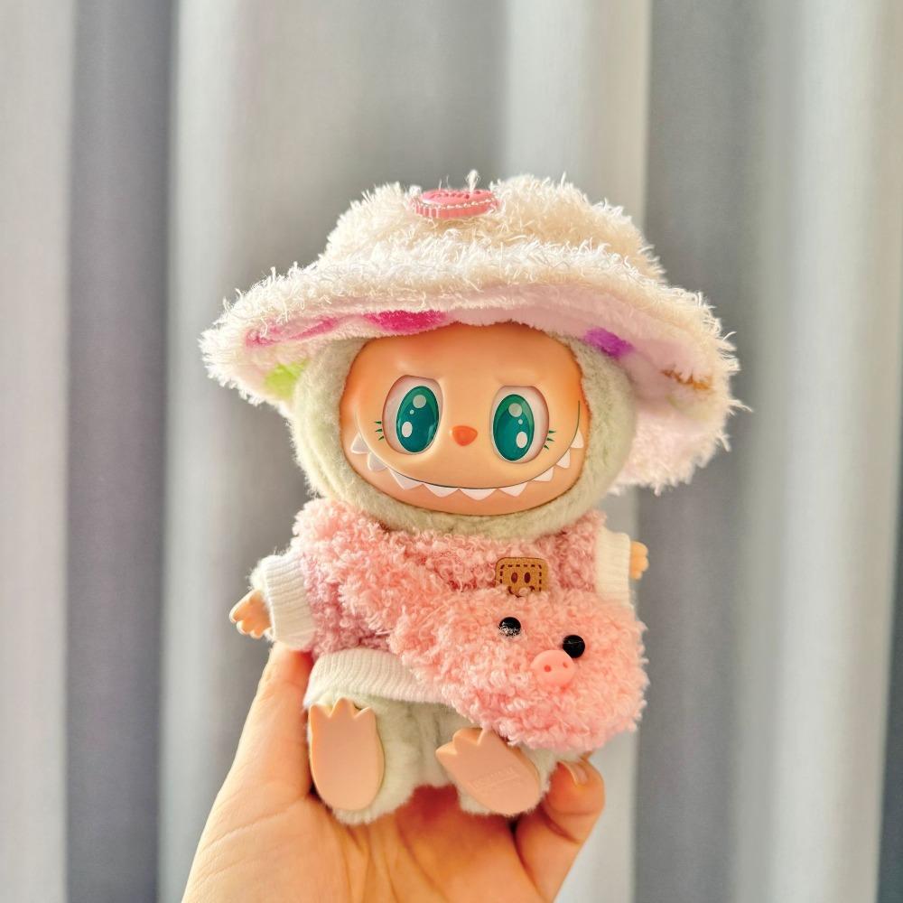 

Hat&Shirt&Bag Labubu Doll s Clothes Curly Plush 17cm Dolls Clothes Cotton Doll Accessories Style 2
