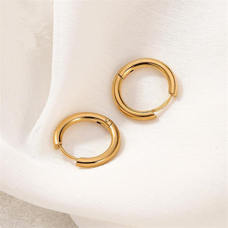 

5pcs/lot Stainless Steel Circle Hoop Earrings For Women Girls Black Gold Color Silver Color Round Geometry Earrings Jewelry inside diameter 8mm золотой