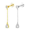 G23 Titanium Cartilage Stud with Zircon Chain and Lightning-Inlaid Titanium Lip Stud.