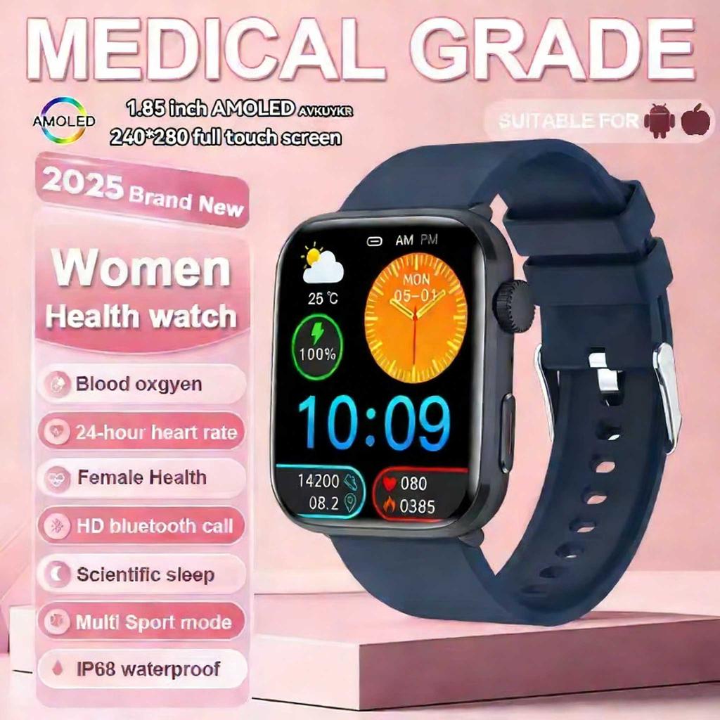 1.85-inch AMOLED Screen Smart Watch Women Bluetooth Call NFC Heart Rate Blood Pressure Blood oxygen Lady Sleep Smartwatches 2026