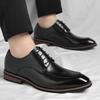 Fashion  Men's Lace Up Gentlemen's Banquet Derby Shoes Autumn New Style Comfortable Pointed Business Formal Leather Shoes