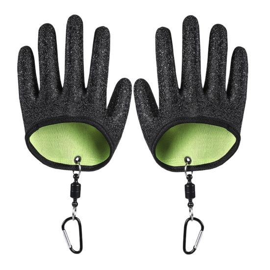 1/2Pcs Fishing Gloves with Magnet Release Anti-Slip Textured Grip Puncture Resistant Waterproof Catch Fish Gloves