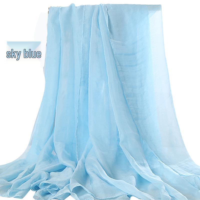 Versatile Summer Red Silk Scarf: Multifunctional Imitation Silk Shawl, Sunscreen Beach Towel, Dancing Gauze Scarf for Women