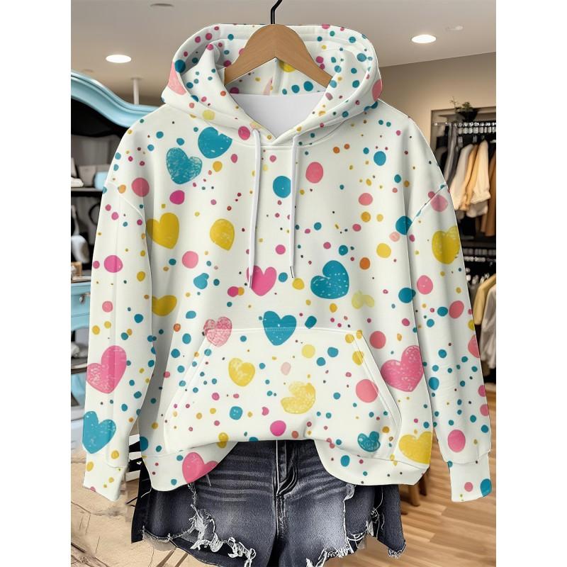 Womens Relaxed Fit Hooded Long Sleeve Sweatshirt With 3D Floral Plaid Print Breathable Comfort Casual Top
