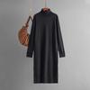 Women's Clothing, New Casual Solid Color Turtleneck Knitted Sweater Slit Primer Dress In Autumn and Winter