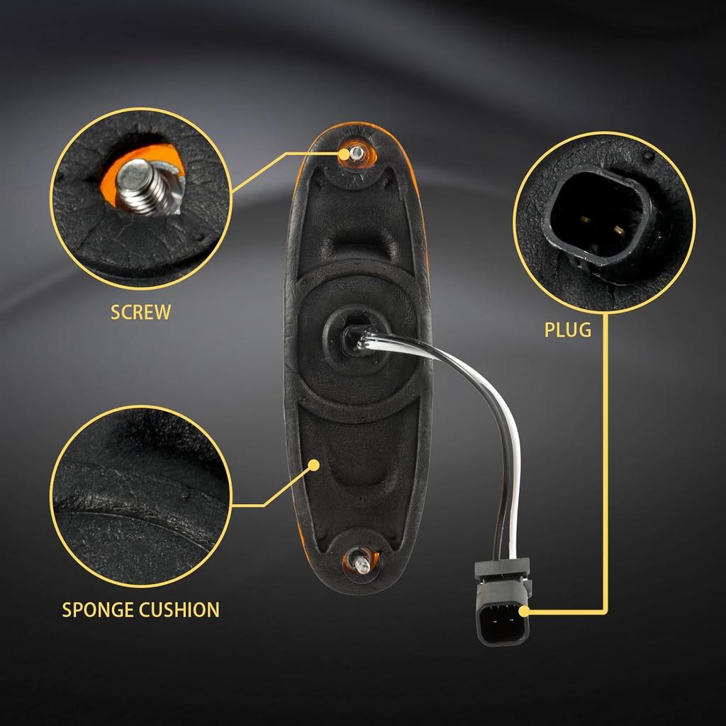 5PCS LED Front Cab Roof Marker Light Top Running Lamps Assembly Fit for Freightliner Cascadia 2008-2014 Wire and Male Plug Amber Lens Semi-Truck