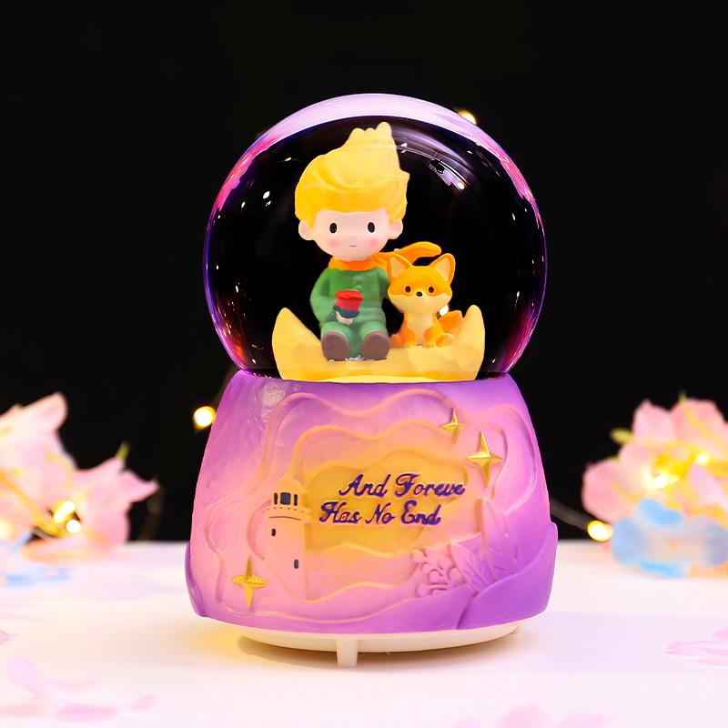 Iridescent Castle Snowfall Crystal Ball Music Box for Kids - Dreamy Fairy Tale Carriage.