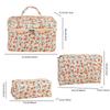 3Pcs Cosmetic Bag Cute Floral Cotton Toiletry Bag Zipper Toiletry Organizer Bag Travel Cosmetic Bag for Women Girls