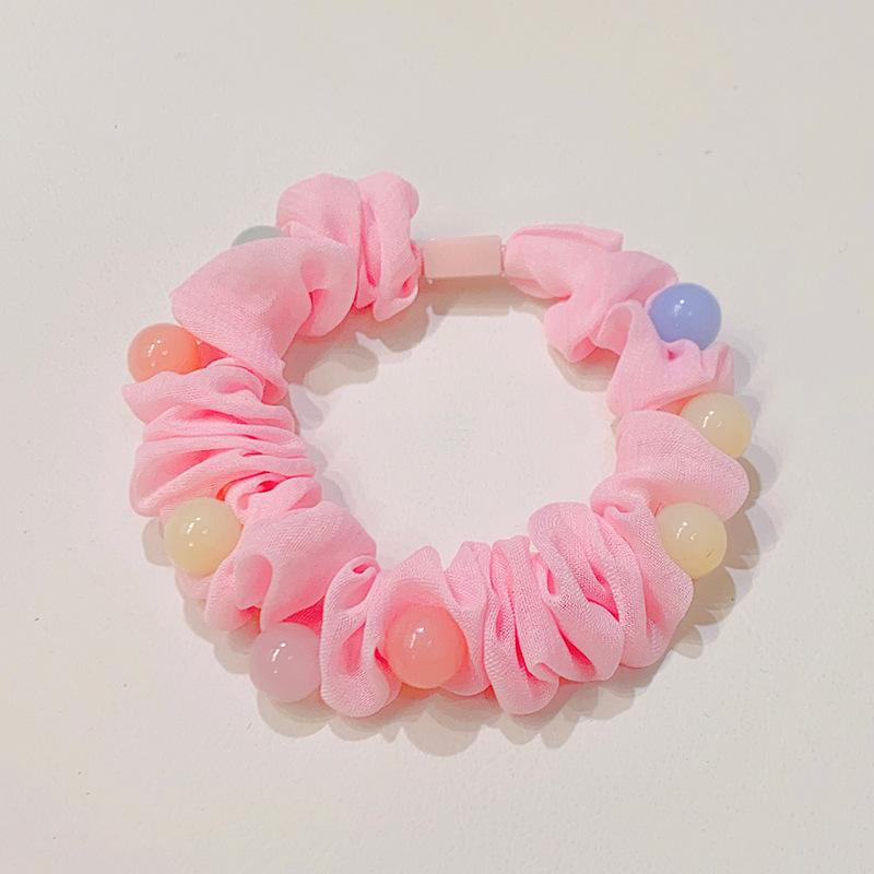 Sweet Candy Color Beads Hair Ropes Fashion Cloth Hair Rings Scrunchies Headwear For Girls Hair Accessories Children Rubber Bands