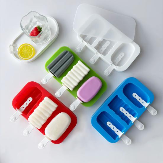 Silicone Ice Lolly Mold with Cover BPA Free Popsicle Maker Reusable Easy Release Ice Cream Molds for Summer