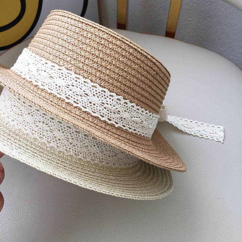 Cute Bow Streamer Girls Straw Hat Spring Summer Breathable Sunshade Kids Sun Hat Outdoor Travel UV Protection Children Panama Ca