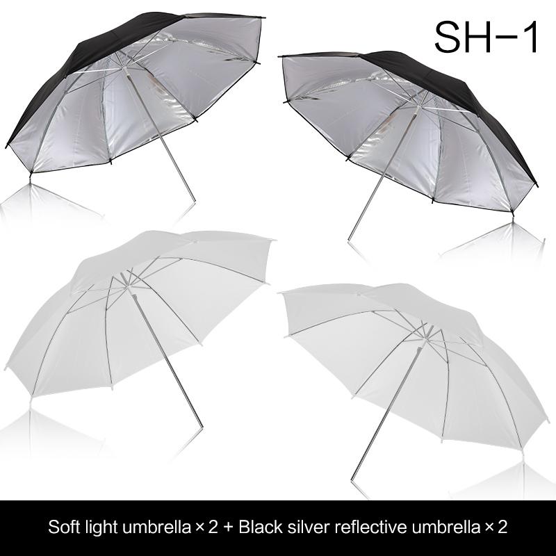 Photo Studio Umbrella Set 33 ' 84 Cm  White Soft Light Umbrella + Dual-use Reflective Umbrella 4 Pieces Photography Accessories