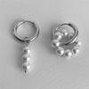 Stylish Elegant Sweet Biue Ceramic Heart Shape Pendant Earrings for Women Stainless Steel Double Ring Ear Cuffs Charm Jewelry