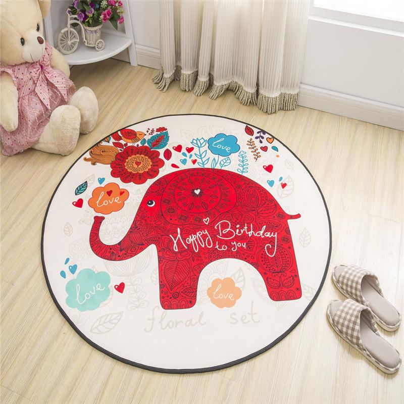 

Cartoon Round Carpet Absorbent Floor Mat Diameter 100cm Non-Slip Polyester Rug Garden