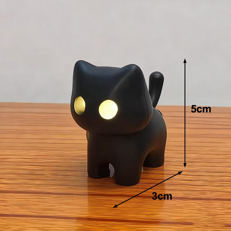 Interesting Black Cat Night Light Luminous Sound Keychain Creative Pendant Cat School Bag Pendant Car Keychain