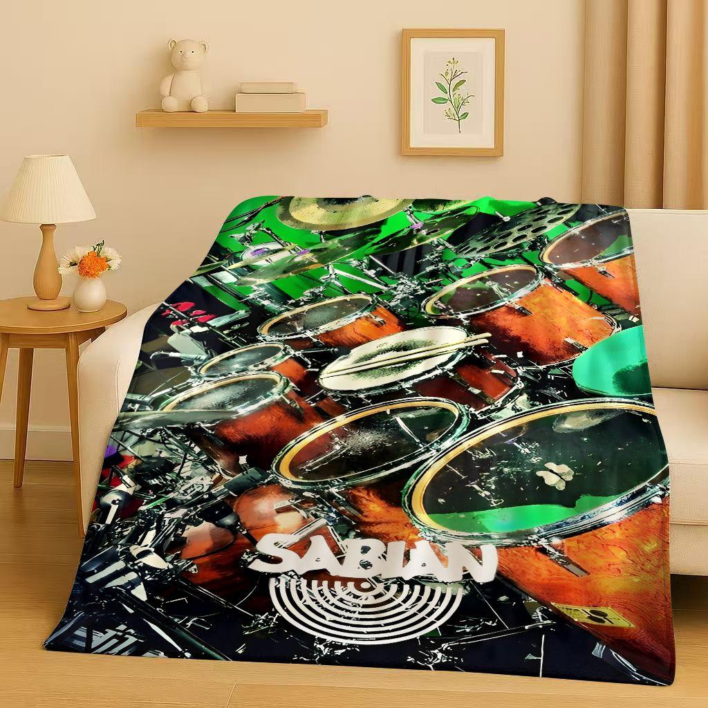 Set Batteria Classico Strumenti Musicali Rock Coperta in Flanella, Coperta Plaid Ultra Morbida per Casa Camera da Letto Letto Divano Copertura Regalo per Bambini