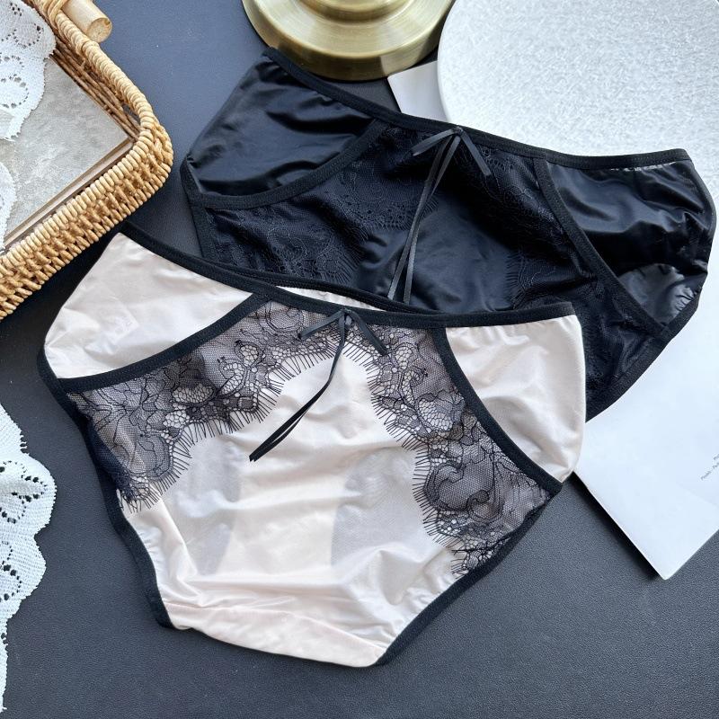 Ladies Spring Summer Bright Face Light Luxury Lace Edge Ice Silk Sexy Panties