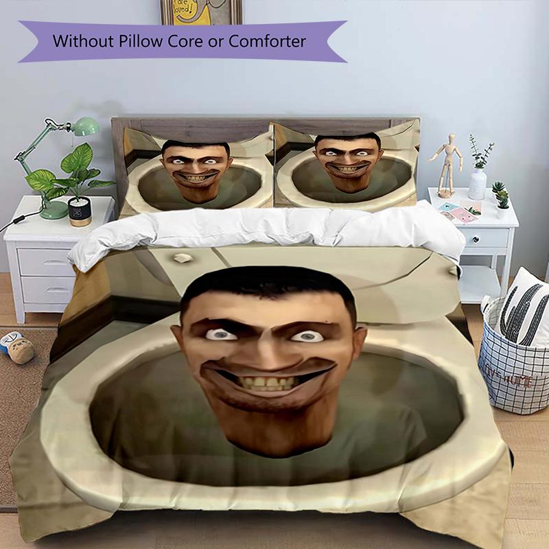 3pcs Skibidi Toilet Multiverse2 Design Cover Set - HD Printed Bedding with 1 Cover and 2 Pillowcases - Perfect for Home and Dorm Decor
