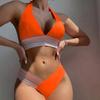 New Swimsuit Solid Color Sexy Neck Women's Split Multi-color Bikini Swimsuit