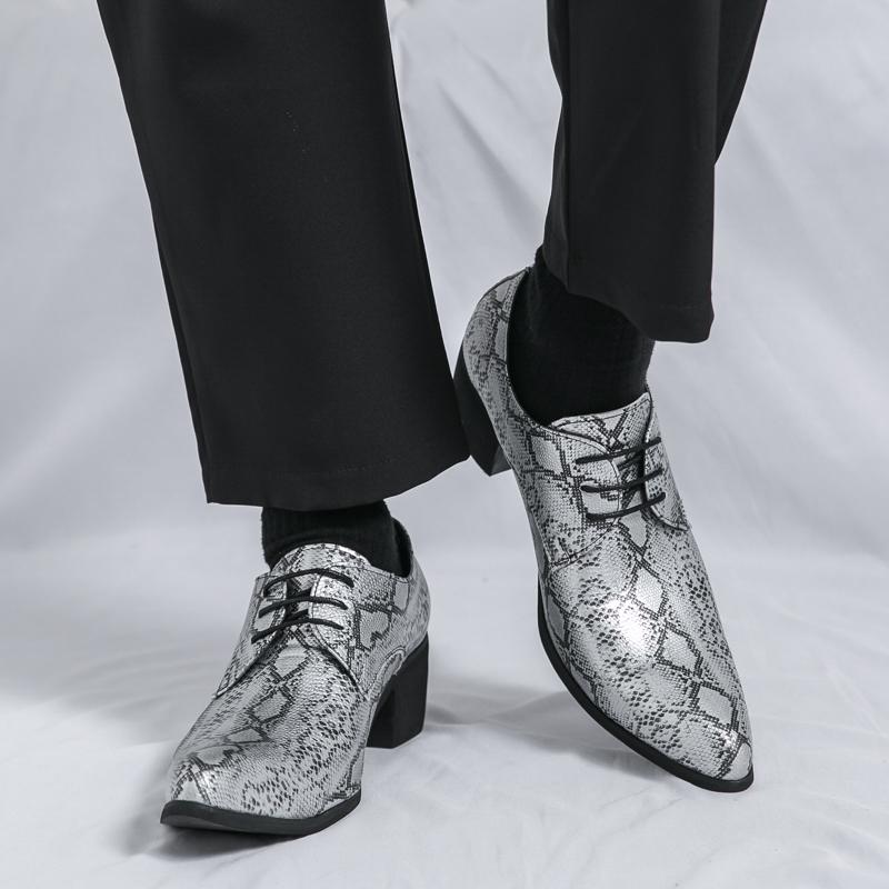 New Fashion Snakeskin Pattern Patent Leather Lace Up Dress Oxford Shoes For Men's Designer Wedding Oxfords Zapatos Hombre