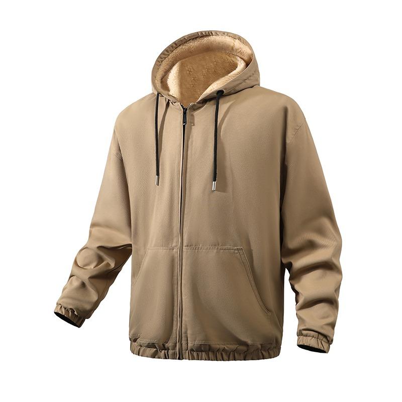 Geometric Pattern Velvet Thickened Jacket Men's Autumn and Winter Men's Jacket Casual Hooded Top