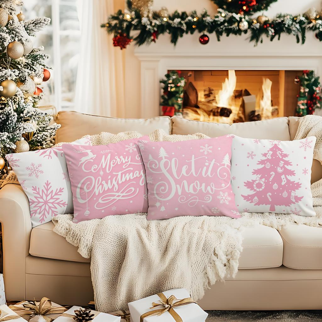 Christmas Snowflakes Pillowcase Printed Polyester 40/45/50cm Throw Pillowcover Decorative Sofa Cushion Pillowslip Home Decor