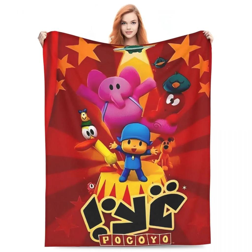 Cute Cartoon PPOCOYO Anime Printed Blanket Picnic Flannel Throw Blanket For Bedroom Warm Soft Custom DIY Quality Bedspread Gift