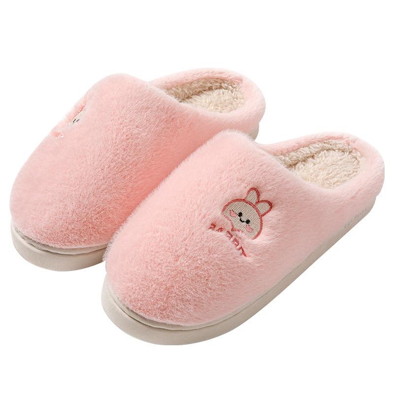 Autumn and winter indoor home cotton slippers men's non-slip couple confinement shoes cotton slippers women's thick-soled fluffy slippers women