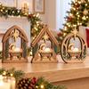 Stable Solid Wood Crafts 3Pcs Wooden Nativity Scene Decor, Christmas Manger Ornaments, Holy Family Vintage Style Xmas Ornaments Baby Jesus Tabletop