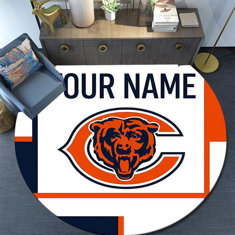 Custom Name,Chicago Bears pattern round rug,Carpet Rug for Living Room Bedroom Playroom ,Non-slip Floor Mat,Holiday Gifts and Birthday Gifts.