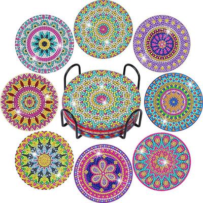 Limspace 8-teiliges Diamantmalerei Untersetzer Set mit Diamantkunst Halter, DIY Mandala Diamantmalerei Untersetzer Set, Ozean Design, für Anfänger, Erwachsene,