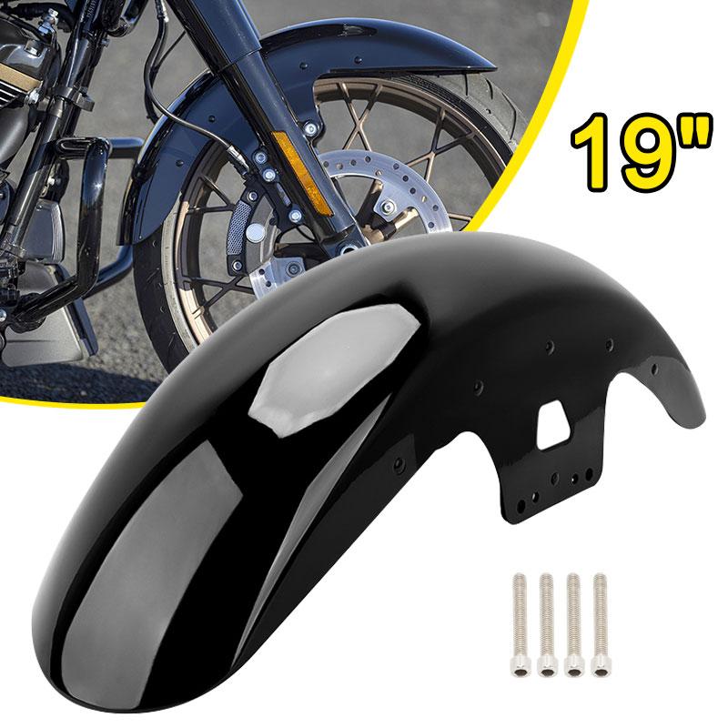 Motorcycle Steel Front Fender Mudguard Cover Protector Splash Gloss Black For Harley Touring Road King Street Glide 2014-2023