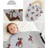 Baby blanket with horse 100cm x [100% cotton] pattern, 80cm, multi-colored, 100% cotton, gray, RR-0015-GR