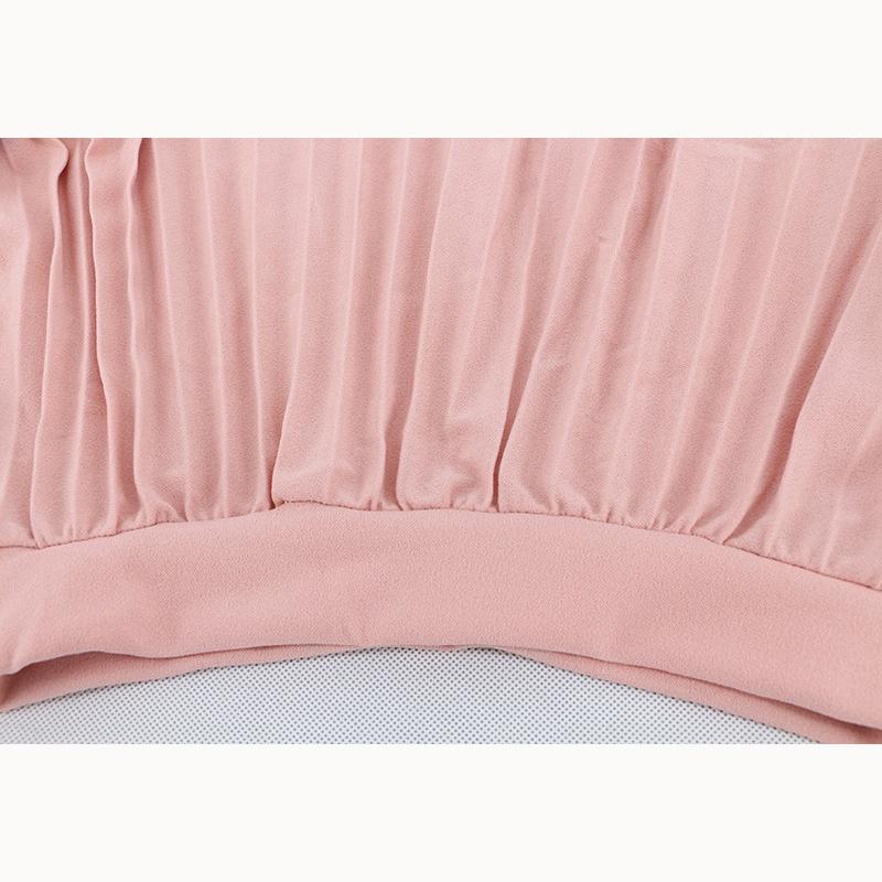 Frühlings- und Sommer-Chiffon-Rock, mittellanger Faltenrock, elastisch, hohe Taille, schmale Passform, lockerer Rock