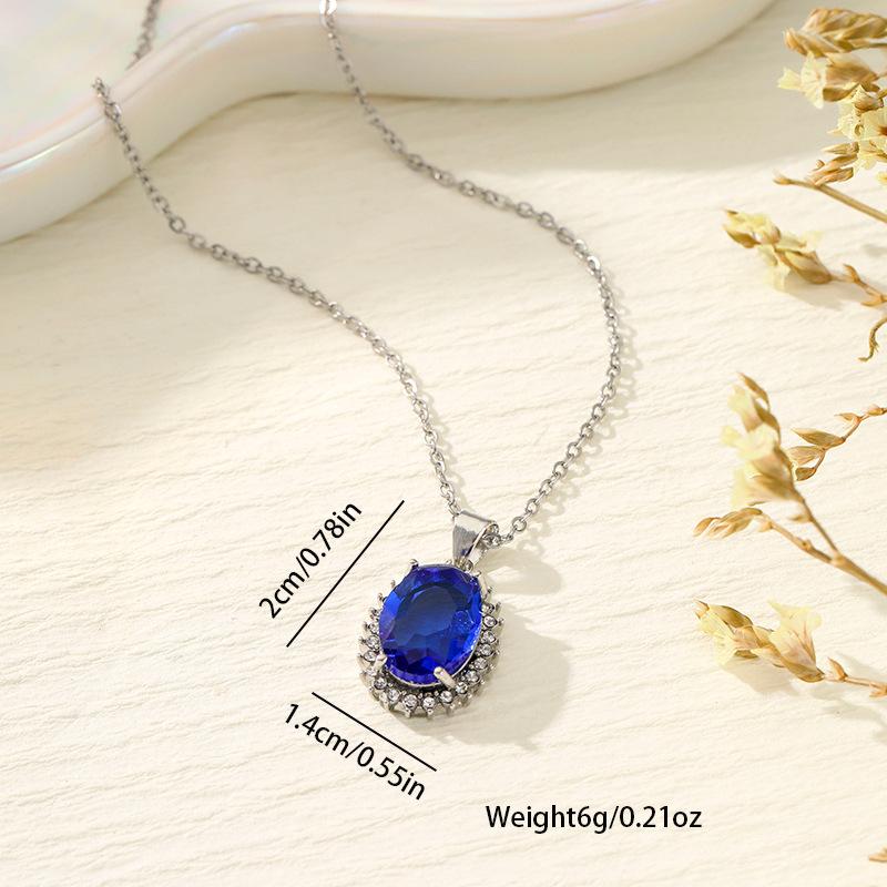 Explosive Oval Zircon Diamond Super Flash Necklace Light Luxury Premium Sense Necklace
