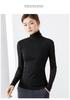 Women's Velvet Mesh High-Neck Base Layer: Long-Sleeve, Solid Color, Slim Fit for Autumn/Winter 2023