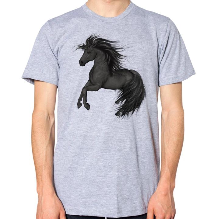 Black Horse T-Shirt Men Women Unisex Top XL