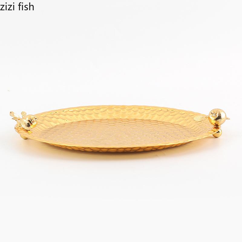 Hammer Patterned Metal Fruit Tray Ornament Dessert Plate Cake Plate Fruit Plates Salad Bowl Dim Sum Dish Storage Tray