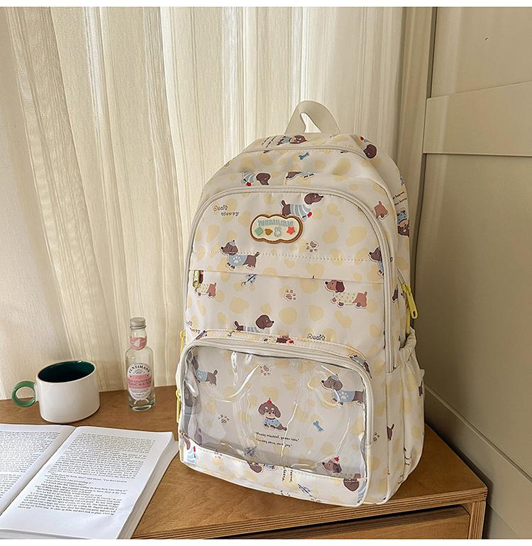 Schoolbag new cute cartoon dog printed backpack female student gift large capacity shoulder pain bag light casual schoolbag