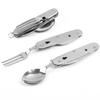 Camping Tableware Set Stainless Steel Folding Fork Spoon Knife Bottle Opener Removable Tableware Travel Kitchen User Portable