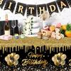 274x137cm Black Gold Disposable Tablecloth Kids Adults 30 40 50 60 Years Old Birthday Party Decoration Home Table Cover Supplies
