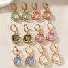 Trendy Blue Square Zircon Drop Earrings for Women Fashion Gold Color Earring Jewelry Party Accessories